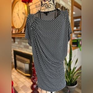 Lane Bryant, cap sleeve side ruche Navy&White print 18/20 NWOT